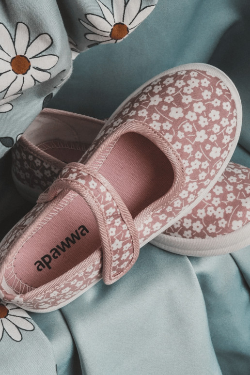Ballerines enfant à fermetures adhésives de couleur rose Selah