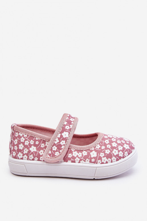 Ballerines enfant à fermetures adhésives de couleur rose Selah