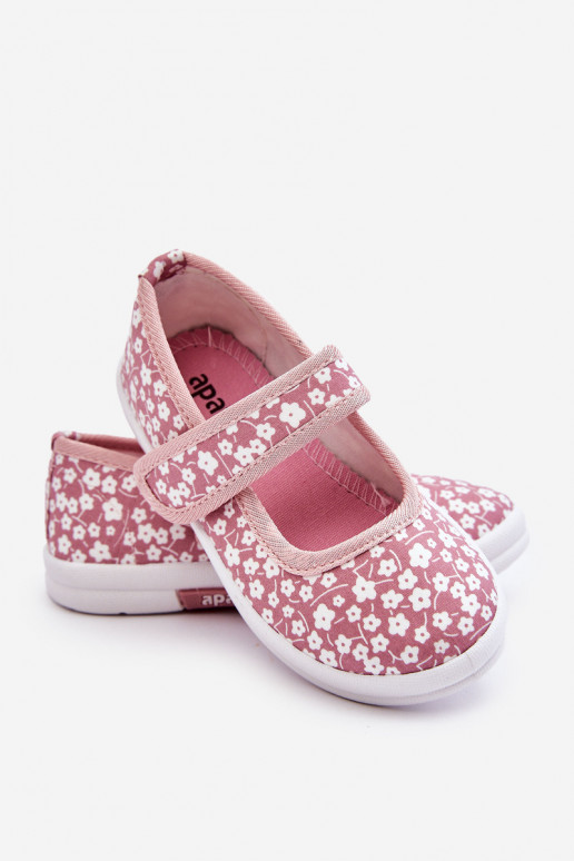 Ballerines enfant à fermetures adhésives de couleur rose Selah