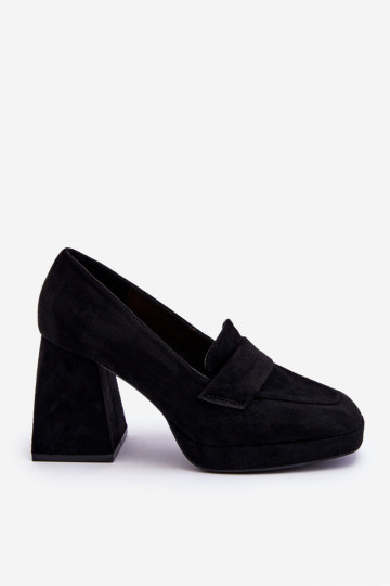 Chaussures en daim à talon large et plateforme de couleur noire Adriel