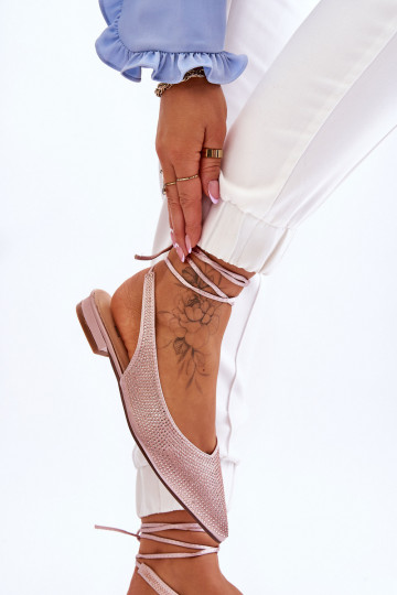 ballerina's met linten en klinknagels beige Mavis 2