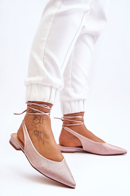 Ballerinas mit Bändern und Nieten beige Mavis