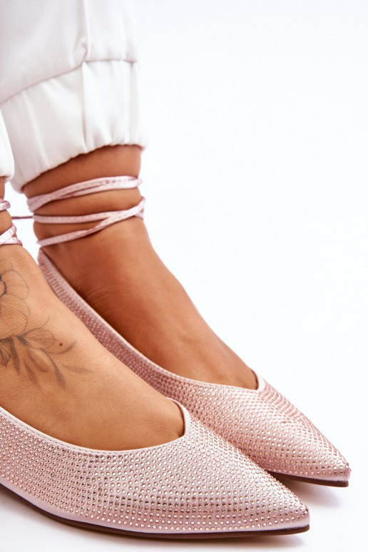 Ballerinas mit Bändern und Nieten beige Mavis