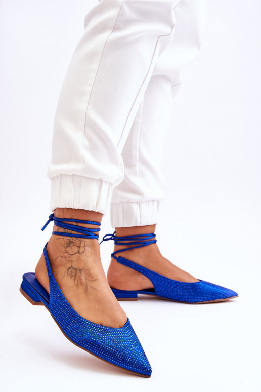 ballerina's met linten en studs in blauwe Mavis