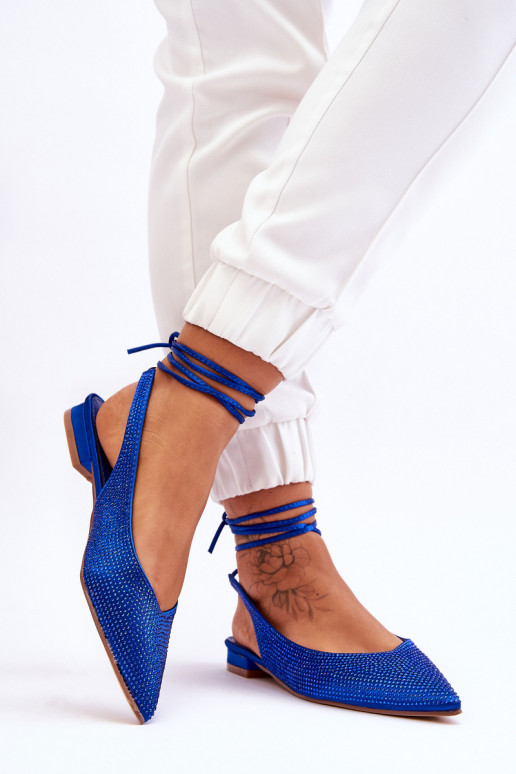ballerines avec rubans et clous en bleu Mavis