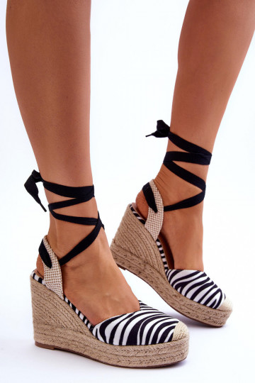 Sandalen met veters Zwart en wit Lendy