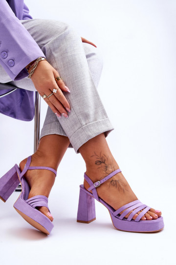 Elegante Wildleder High Heels und Plateau Lila Verda 2
