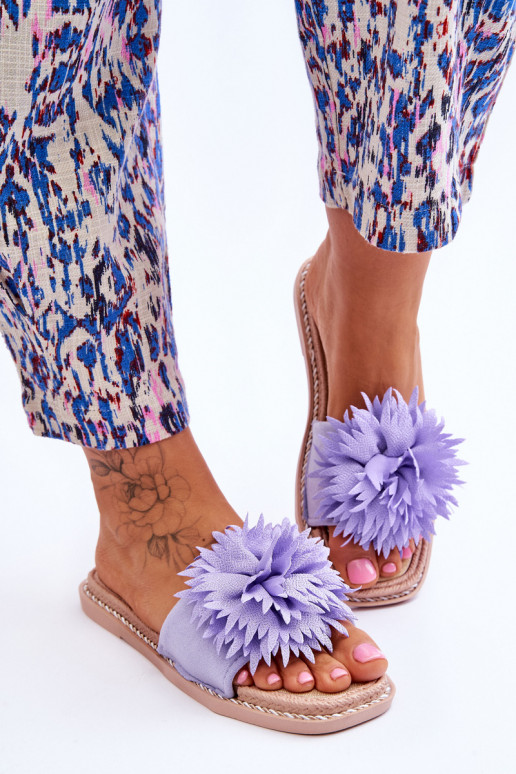 en daim Chaussons avec ornements Couleur violet Giorgia