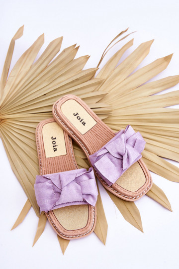 van suède Slippers met linten Paarse Ambra 2