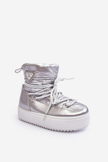Gewärmte Kinder-Schneestiefel mit silbernen Schnürsenkeln von Colina