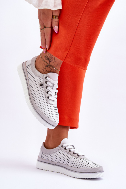 Chaussures ajourées Style sportif Couleur blanc-argent Cantare