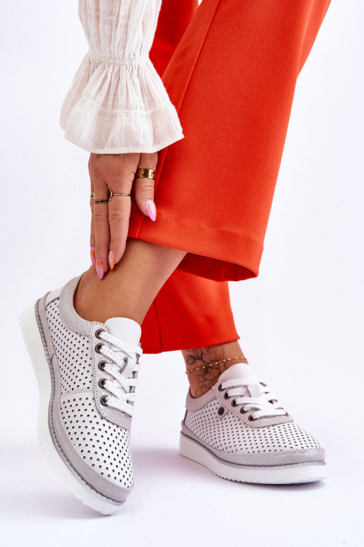 Durchbrochene Schuhe Sportlicher Stil Weiß-Silberfarbe Cantare