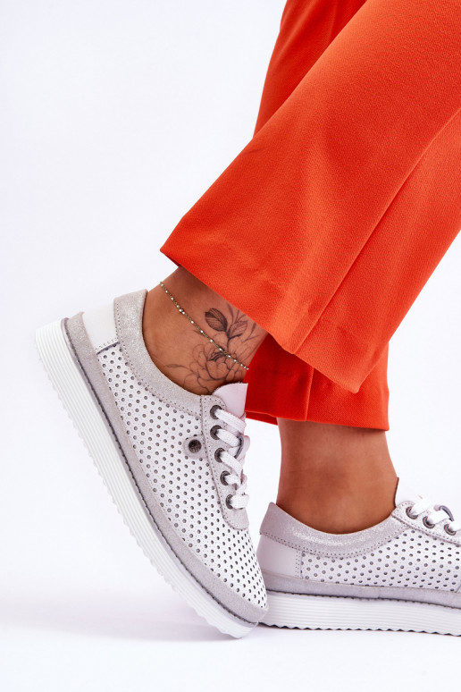 Chaussures ajourées Style sportif Couleur blanc-argent Cantare