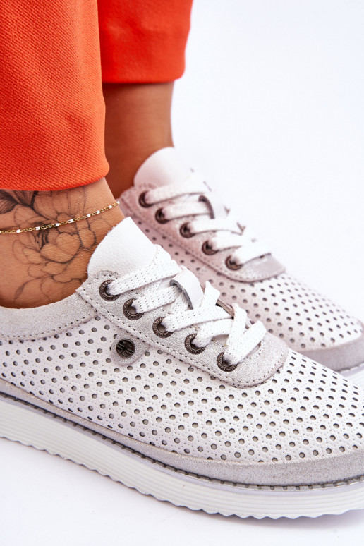 Chaussures ajourées Style sportif Couleur blanc-argent Cantare