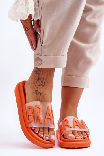 Tongs avec plateforme de couleur orange Brave