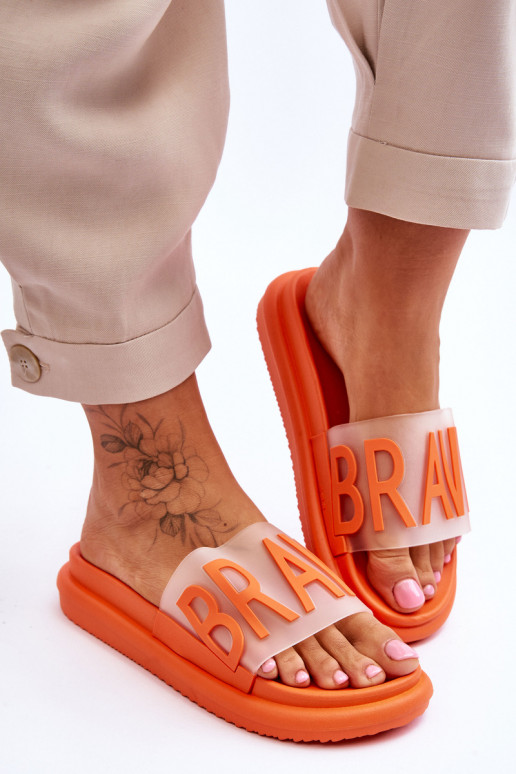 Tongs avec plateforme de couleur orange Brave