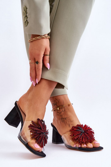 Doorzichtige pantoffels met hakken S.Barski KV-AP658-1 zwarte kleur 2