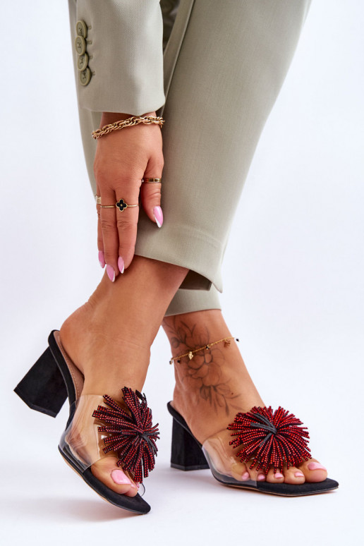 Durchsichtige Hausschuhe mit Absätzen S.Barski KV-AP658-1 schwarze Farbe Durchsichtige Hausschuhe mit Absätzen S.Barski KV-AP658-1 schwarze Farbe