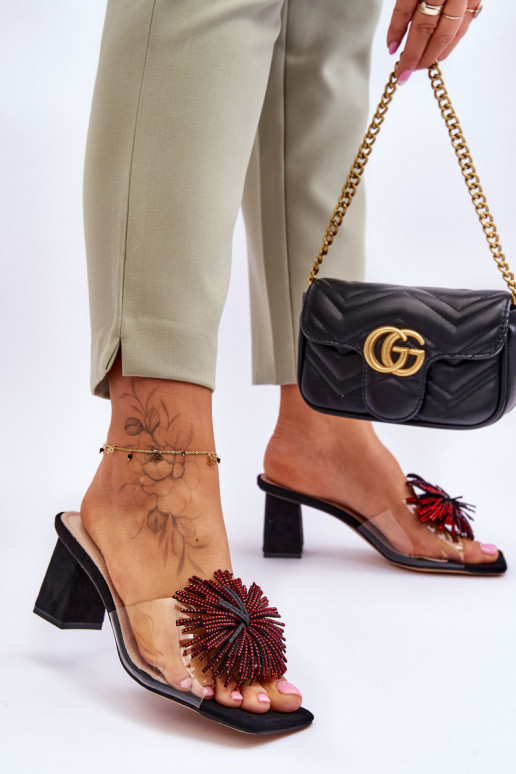 Chaussons transparents à talons S.Barski KV-AP658-1 couleur noir Chaussons transparents à talons S.Barski KV-AP658-1 couleur noir