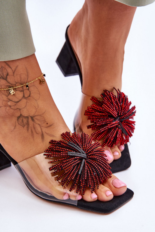 Durchsichtige Hausschuhe mit Absätzen S.Barski KV-AP658-1 schwarze Farbe Durchsichtige Hausschuhe mit Absätzen S.Barski KV-AP658-1 schwarze Farbe