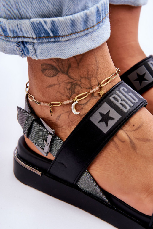 Flache Sandalen Big Star LL274938 schwarze Farbe