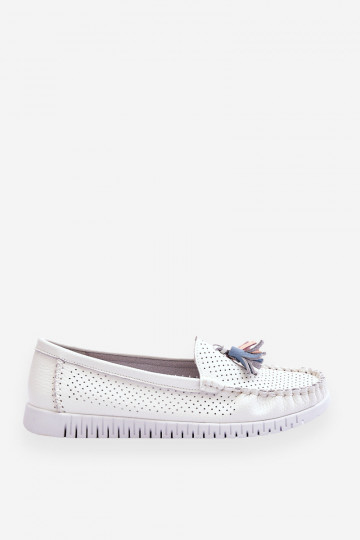 avec éléments ajourés Mocassins de couleur blanche Lanzarot 2