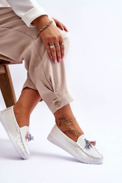 avec éléments ajourés Mocassins de couleur blanche Lanzarot avec éléments ajourés Mocassins de couleur blanche Lanzarot