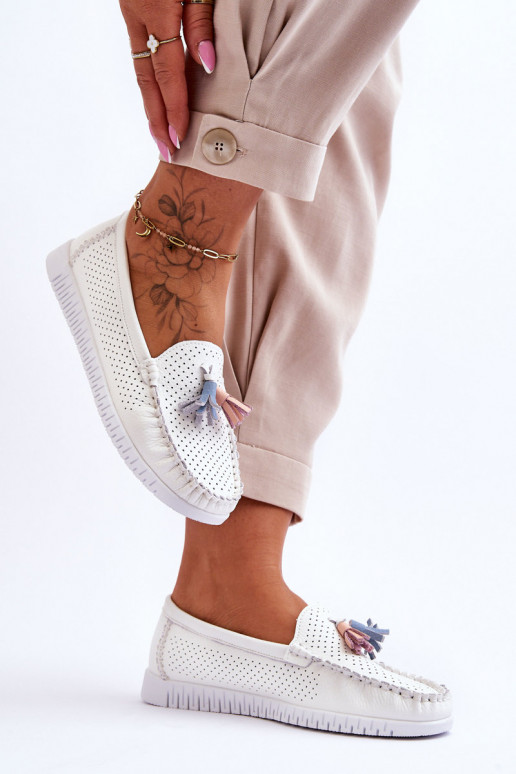 avec éléments ajourés Mocassins de couleur blanche Lanzarot avec éléments ajourés Mocassins de couleur blanche Lanzarot