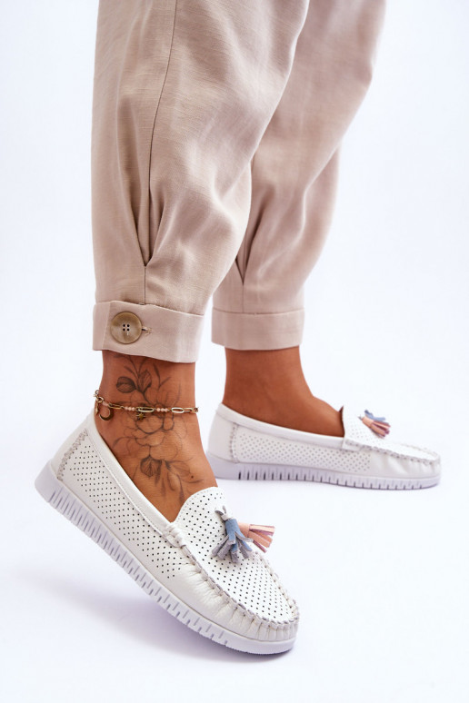 avec éléments ajourés Mocassins de couleur blanche Lanzarot avec éléments ajourés Mocassins de couleur blanche Lanzarot