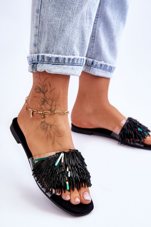 Slippers S.Barski KV-576-4 zwarte kleur Slippers S.Barski KV-576-4 zwarte kleur