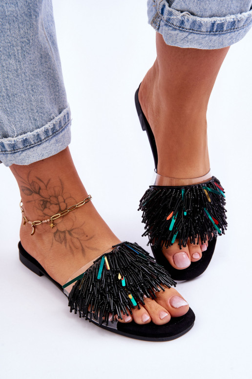 Slippers S.Barski KV-576-4 zwarte kleur Slippers S.Barski KV-576-4 zwarte kleur