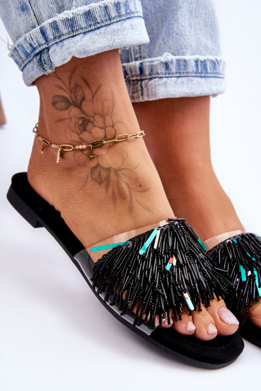 Slippers S.Barski KV-576-4 zwarte kleur Slippers S.Barski KV-576-4 zwarte kleur