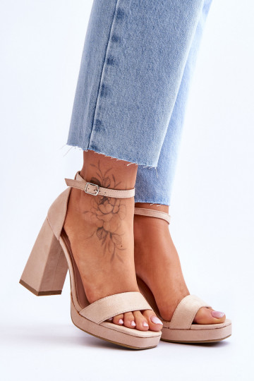 Talons hauts en daim beiges à bout carré Merila 2