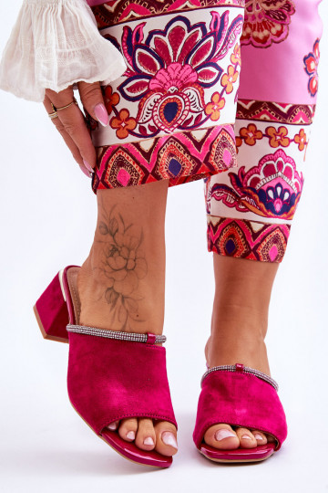 suède pantoffels met hakken S.Barski KV-612-2 roze kleur