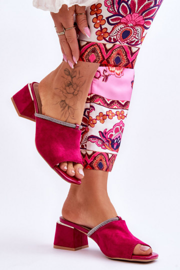 chaussons à talons en daim S.Barski KV-612-2 couleur rose 2
