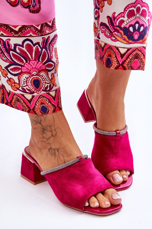 Wildlederpantoffeln mit Absätzen S.Barski KV-612-2 rosa Farbe