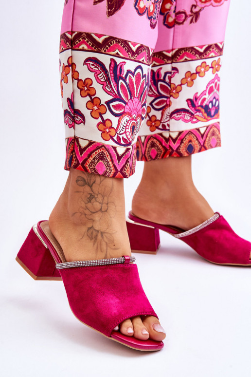 chaussons à talons en daim S.Barski KV-612-2 couleur rose