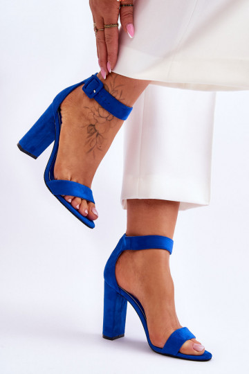 Blaue Jacqueline-Wildledersandalen mit Absatz 2