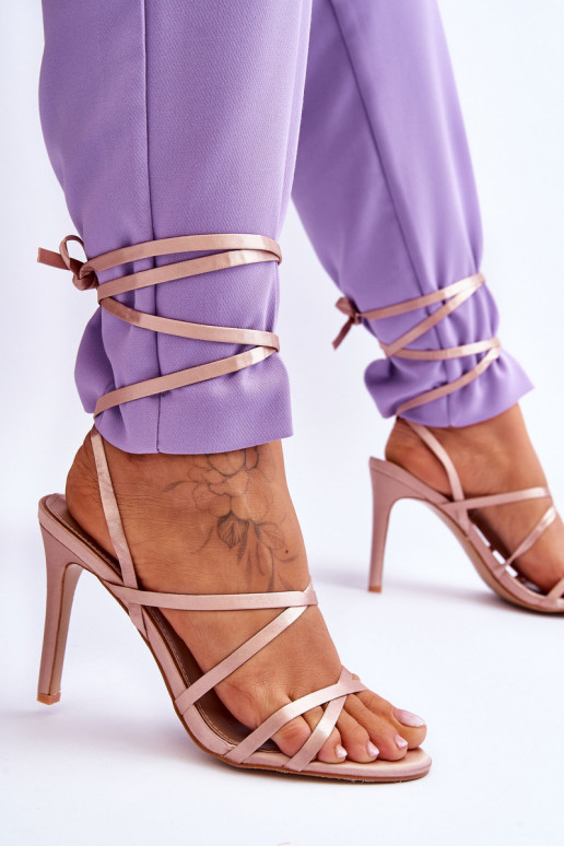 Damen-Sandalen mit hohen Absätzen in Beige von Meya