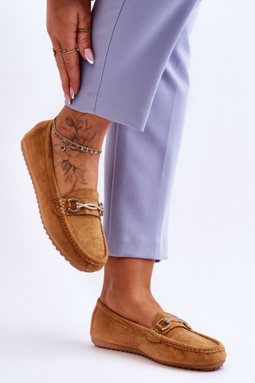 Klassieke suède mocassins met ornamenten in de bruine kleur Amera
