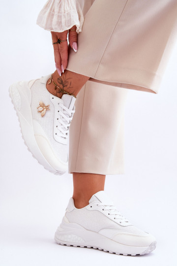 Glanzende sportschoenen met ornamenten in witte kleur Seneca 2