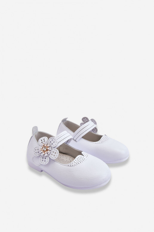 Ballerines pour enfants avec une fleur de couleur blanche Cobi