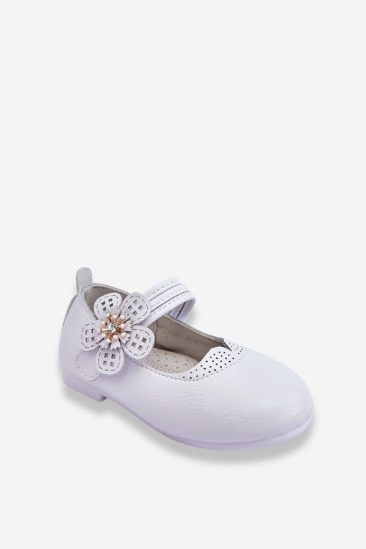 Ballerines pour enfants avec une fleur de couleur blanche Cobi