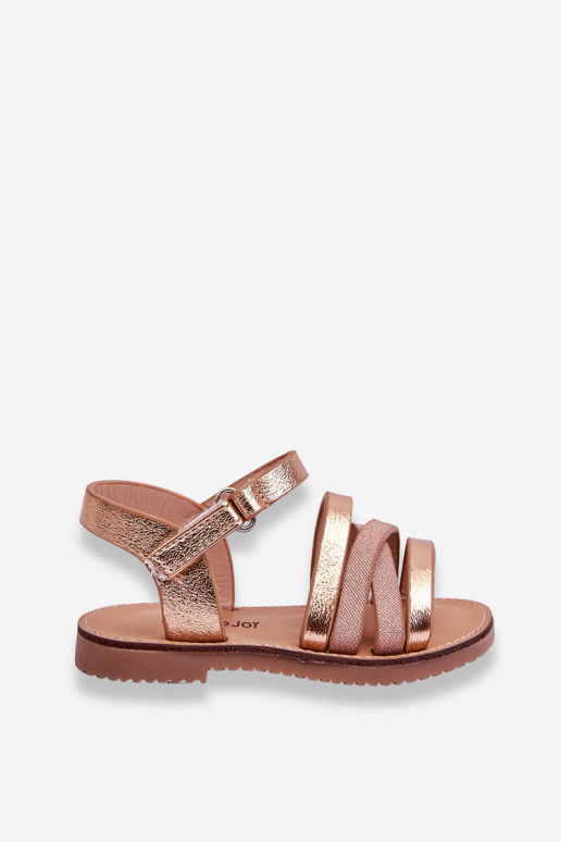Sandales pour enfants à lanières couleur or rose Isla