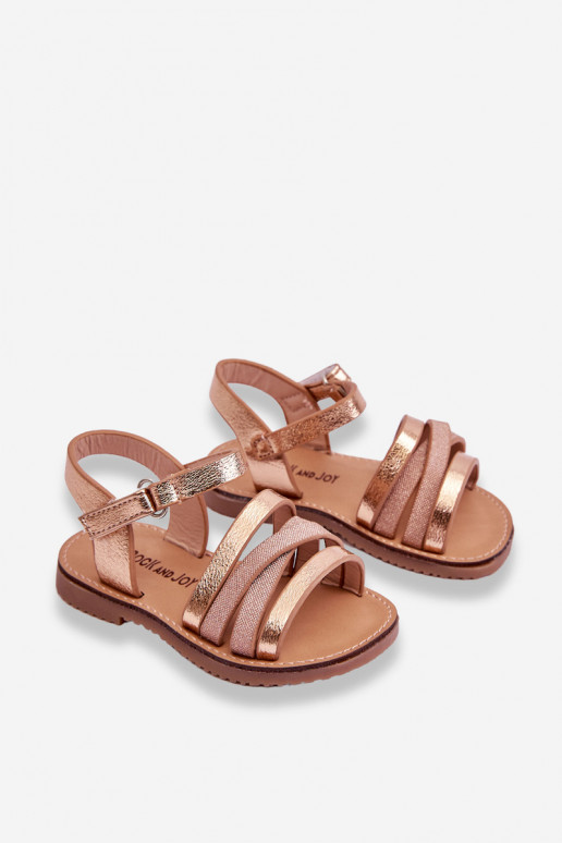 Sandales pour enfants à lanières couleur or rose Isla