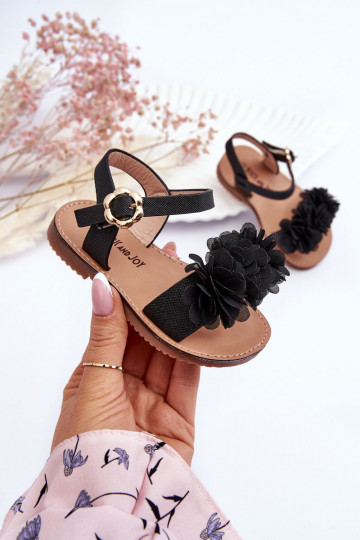Sandalen voor kinderen met bloemen in de kleur zwart Poly