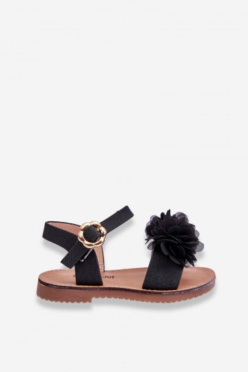 Sandales pour enfants avec fleurs de couleur noire Poly 2