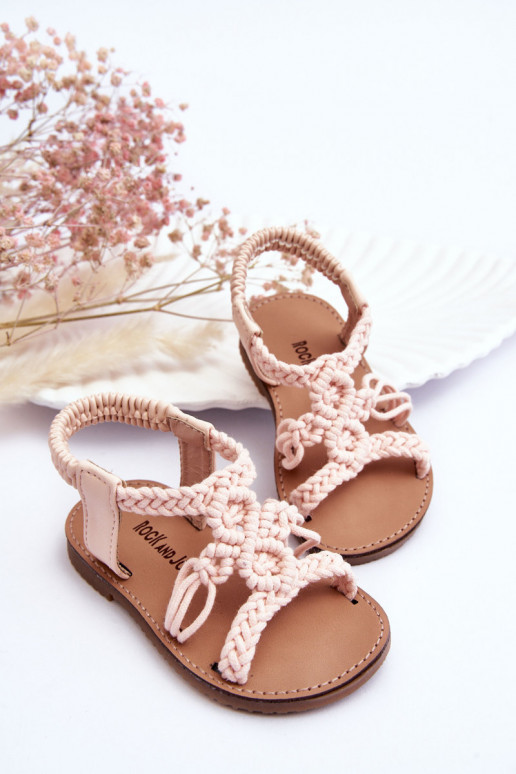 Sandales enfant tressées rose Tracy