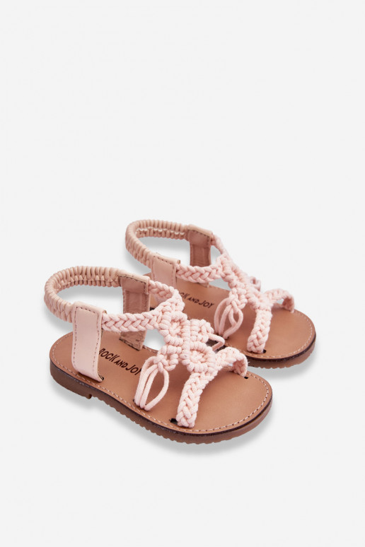Sandales enfant tressées rose Tracy
