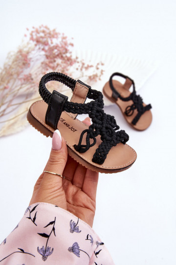 Sandales tressées pour enfants de couleur noire Tracy